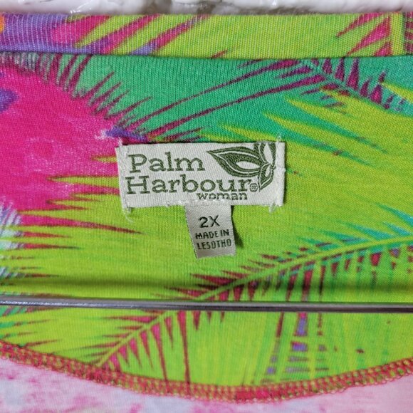 Palm Harbour Womens Top 2X Plus Tunic 3/4 Sleeve Pink Floral Tied Side FLO252E - Picture 7 of 9